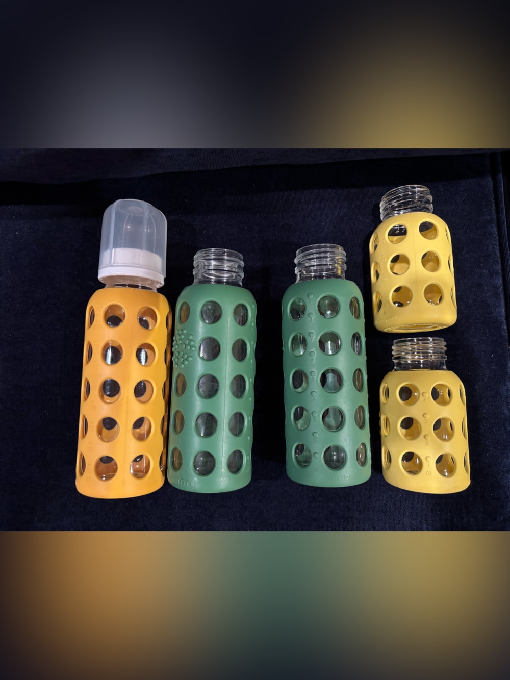 Lifefactory glass baby bottles - Yellow & Green